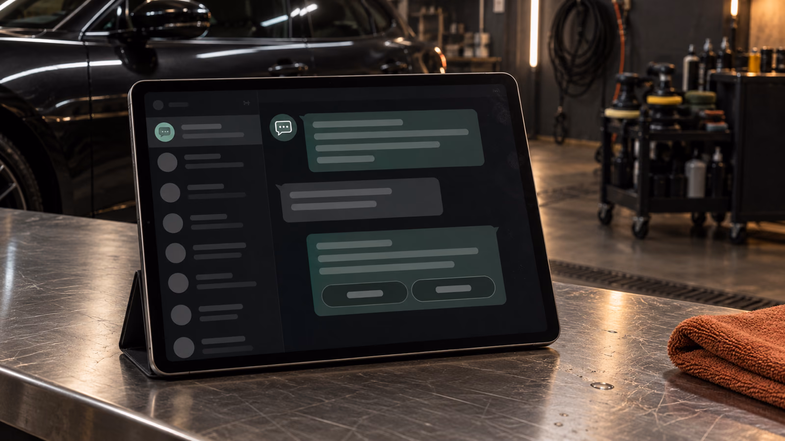 whatsapp ai meldplicht bij afspraken: een tablet met de openingszin van een digitale assistent