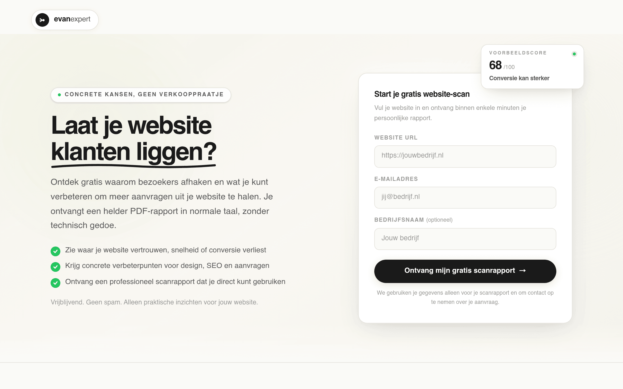 Screenshot van Gratis website-scan