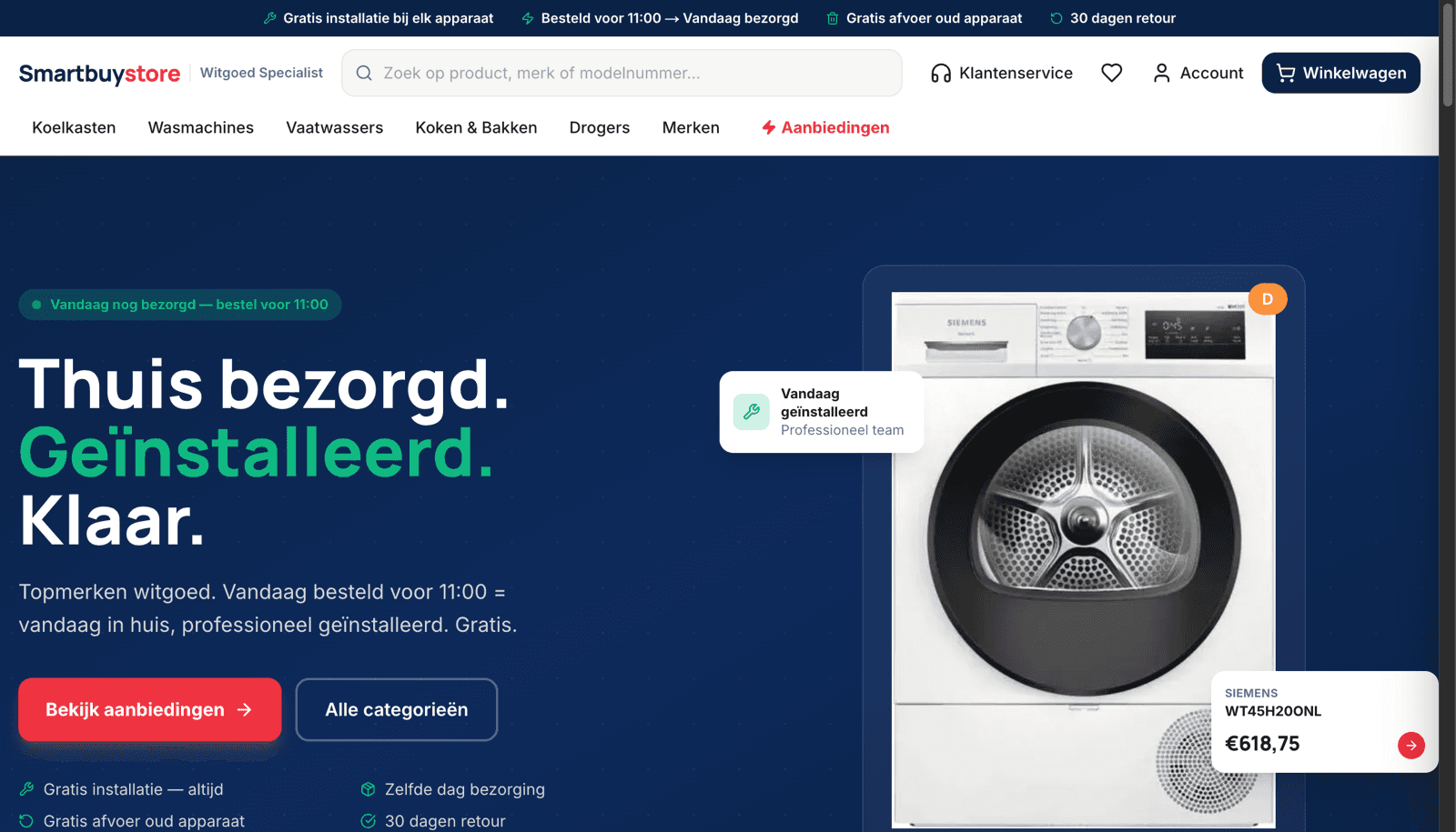Homepage die EvanExpert bouwde voor SmartBuy
